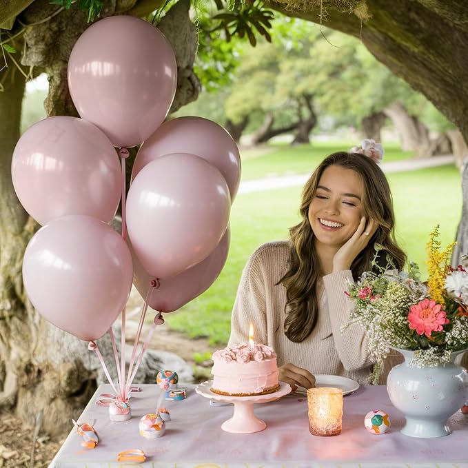 Jobkoo Pink Balloons, 12 Inch 30 Pcs Boho Blush Pink Party Balloon Dusty Rose - Image 4
