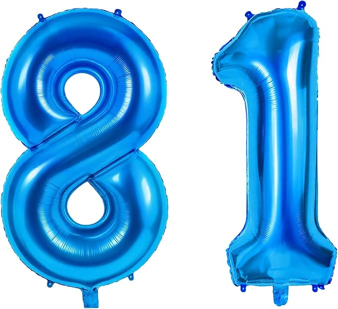 Number 81 Balloons for 81st Birthday Party Decorations, 0-100 Large No.81 by Joycard
