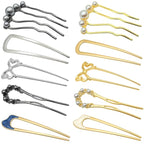 10 PCS French Hair Pins for Women, Lightweight French Twist Hair Pins U-Shaped Pearl French Pins, Bun and Updo Hair Styling Pins Metal Hair Fork Hair Accessories