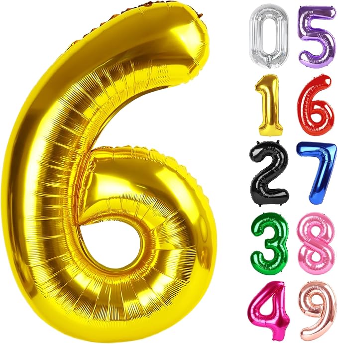 Gold Number 6 Balloon 40 Inch, 6th Birthday Party Decorations Men Women | Foil by IWERP