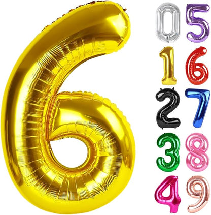 Gold Number 6 Balloon 40 Inch, 6th Birthday Party Decorations Men Women | Foil by IWERP