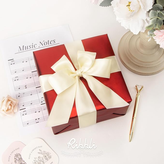 Ribbli Ivory Double Faced Satin Ribbon, 1-1/2” x Continuous 25 Yards, Use - Image 2