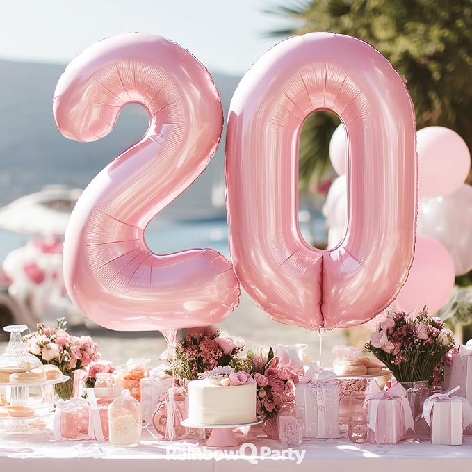RainbowQ Pink 20 Balloon Number 40 Inch 0-40 Foil Large Balloons | Big Mylar 20 - Image 4
