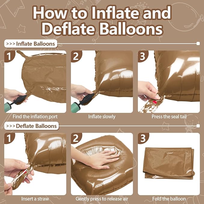 NISOCY 25PCS Brown Square Foil Balloons Wall Backdrop | Double Sided Balloon - Image 3