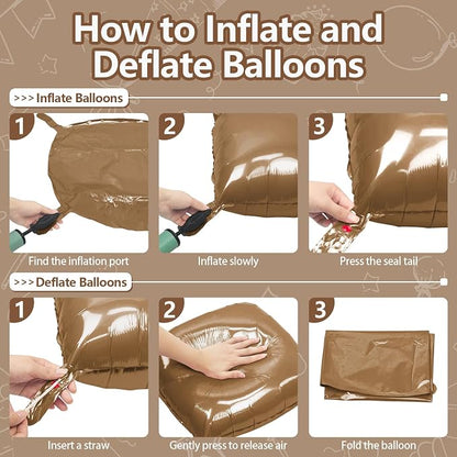 NISOCY 25PCS Brown Square Foil Balloons Wall Backdrop | Double Sided Balloon - Image 3