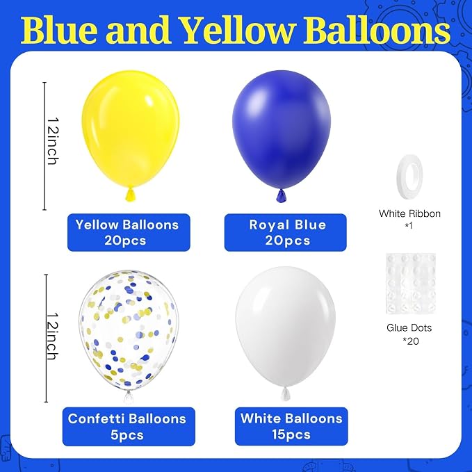 BAUANOOY Blue and Yellow Balloons, Graduation, Baby Shower, Birthday Party - Image 2