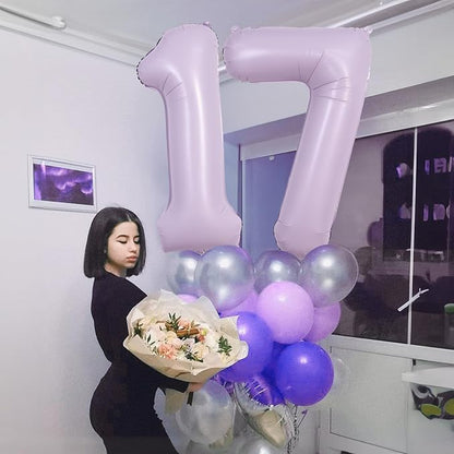 Pastel Purple Number 70 Birthday Balloons, 40 Inch Large Light Purple Mylar - Image 3
