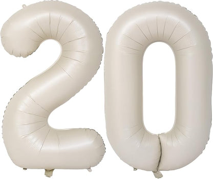 40 In Cream white Number Balloons Helium Foil Mylar Balloon Digital 20 | by Exquisitehighqualitypartydecorationstomeetyoureveryneed%EF%BC%81