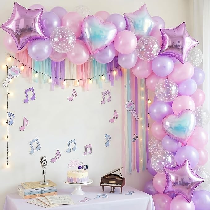 Pink and Purple Balloons, Pastel Pale Pink Light Purple Lilac Transparent Star - Image 3