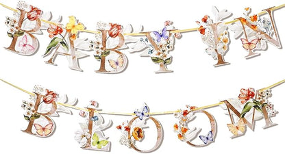 Flower Butterfly Baby in Bloom Banner, Wildflower Butterflies Baby Shower Sign - Image 2