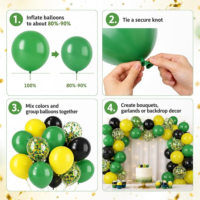 Green and Yellow 12 Inch Tractor Balloons, Football Soccer Dark Green - Image 4