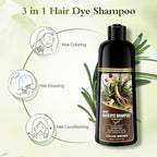 Brown Hair Color 3 in 1 Hair Dye Shampoo for Women Men Gray Hair Coverage, Natural Herbal Ingredients Semi-Permanent Hair Color Shampoo