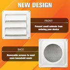 Funmit 4" Dryer Vent Cover for Exterior Wall Vent Hood Outlet Airflow Dryer Air Vent with Screen Includes 4 Screw for Easy Installation (White)