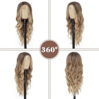 NAYOO Long Ombre Blonde Wavy Wig for Women 26 Inch Middle Part Curly Wavy Wig Natural Looking Synthetic Heat Resistant Fiber for Daily Party Use (Ombre Blonde)