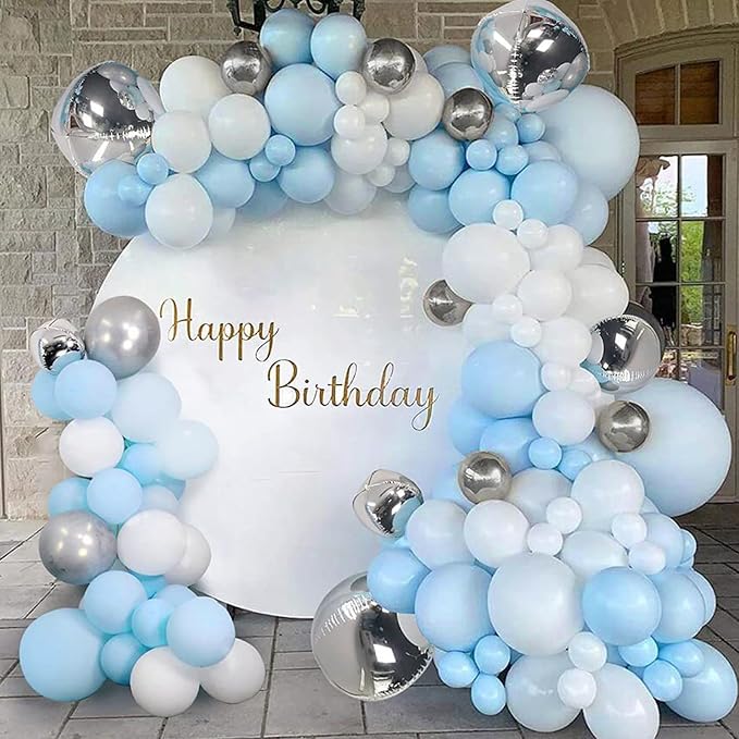 Awenztech 122pcs Light Blue Balloon Arch Kit, 18 12 10 5 inch Pastel Baby Blue - Image 7