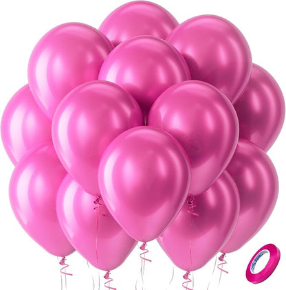 Bezente Pearl Hot Pink Balloons Latex Party Balloons 100 Pack 12 inch | Magenta by Bezente