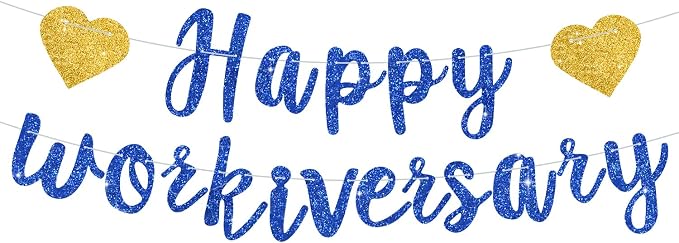 Blue Glitter Happy Workiversary Banner by RICHHHA