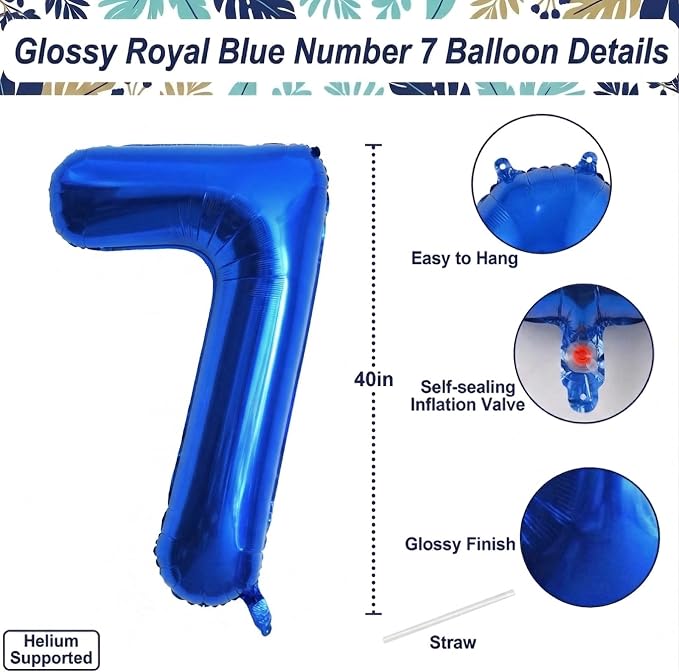 Navy Blue Number 7 Balloon 40 Inch, Foil Digit - Image 4