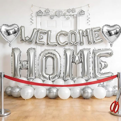 Welcome Home Balloons Silver, 40Inch HOME and 16Inch Welcome Foil Balloons - Image 6