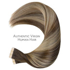 WENNALIFE Tape in Hair Extensions Human Hair, 40pcs 60g 10 inch Balayage Chocolate Brown to Honey Blonde Hair Extensions Real Human Hair Straight Tape in Extensions Reusable Real Hair Extensions