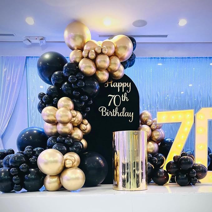 YMSZ Black and Gold Balloons Arch Kit, Graduation Balloons Decorations | 136pcs - Image 4