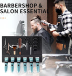 MoyRetty Magnetic Barber Mat for Clippers, (18.9" x 12.6") 6 Strong Magnetic Organizer Stations for Heavy Clippers and Trimmers, Professional Barbers Anti-Skid Rubber Mat(Black)