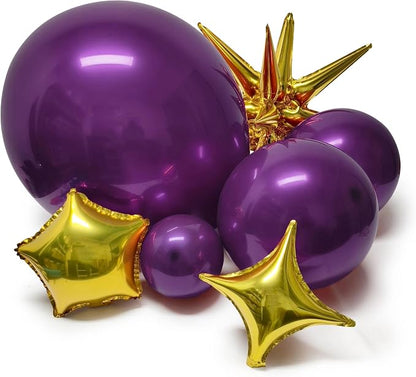 Dark Purple Balloon Arch Double Stuffed Metallic Purple Balloon Garland | - Image 4