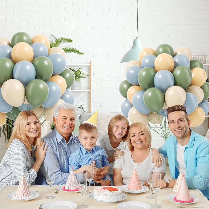 60pcs 12inch Sage Green Dusty Blue Balloons - Image 4