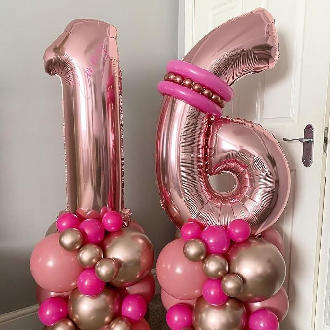 Rose Gold 8 Number Balloons, 40 Inch Big 8 Balloon Numbers Rose Gold 8 Foil - Image 2