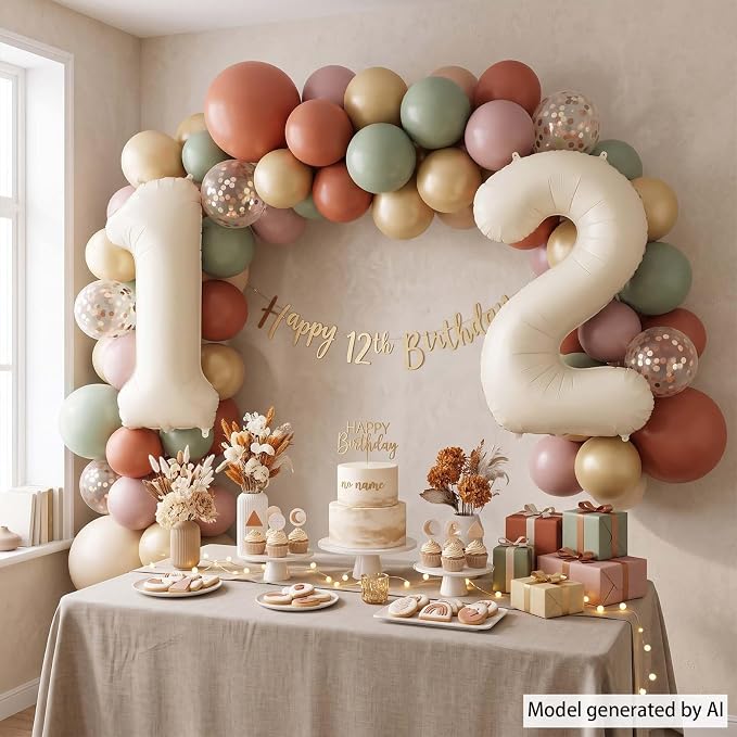 Cream Number 12 Balloon 40 Inch, Foil Numeral - Image 3