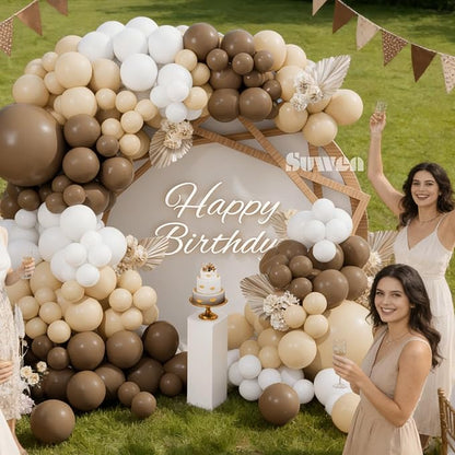 SUWEN 153Pcs Brown Balloons Garland Arch Kit 18 10 5 Inch Dark Light Brown | - Image 2