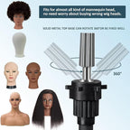Klvied Wig Stand Tripod Upgraded, Mannequin Head Stand Double Locking, Reinforced Metal Wig Head Stand with Tool Tray, Black (53.5 Inches)