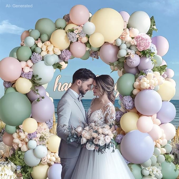 Dusty Green Pink Purple Balloons Arch Kit, Double Stuffed, Party. | Dusty Pink - Image 5