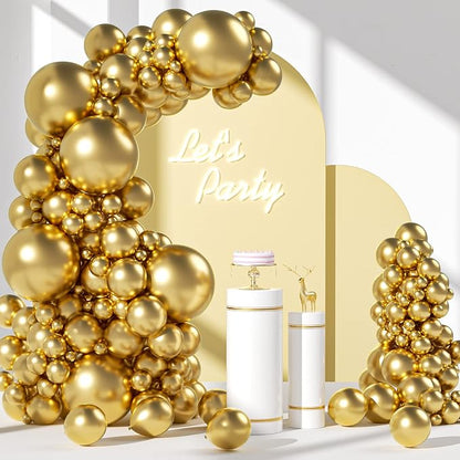 FOTIOMRG 110pcs Metallic Gold Balloon Garland Arch Kit, 18 12 10 5 inch Chrome by FOTIOMRG