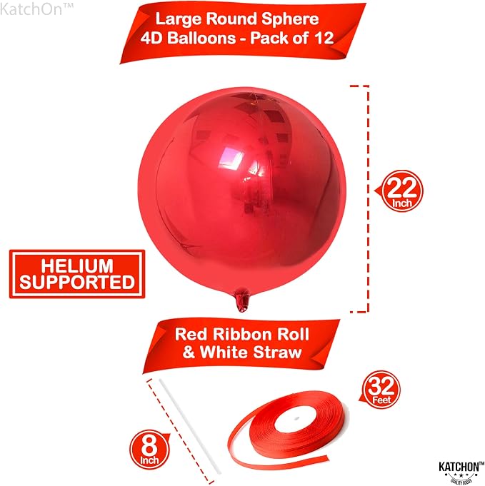 KatchOn, Huge Metallic Red Foil Balloons - Image 2