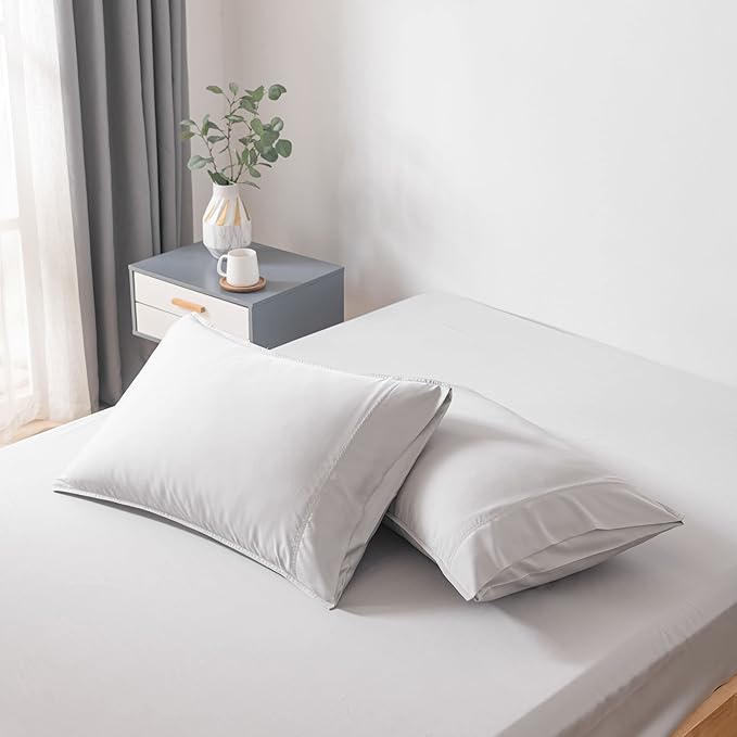 Bella Coterie | Luxury Bamboo Viscose Standard Size Pillowcase Set | 100% Organically Grown | Ultra Soft | Cooling | 2 Pcs [Grey Mist]