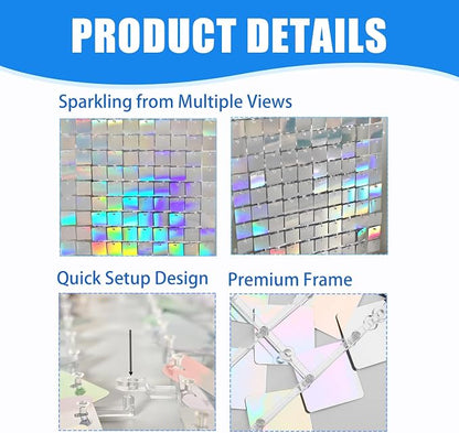 Ozikutech 24 Pcs Iridescent Silver Shimmer Wall Backdrop Panels - Image 4