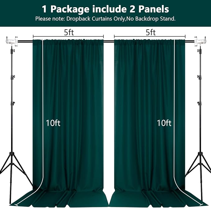 10ft x 10ft Hunter Green Backdrop Curtains - Image 2