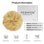 FESHFEN Human Messy Buns - 100% Human Hair Bun Real Scrunchies Hair Pieces Ponytail Extensions Wavy Tousled Updo Chignon Hairpieces for Women，Mixed Blonde