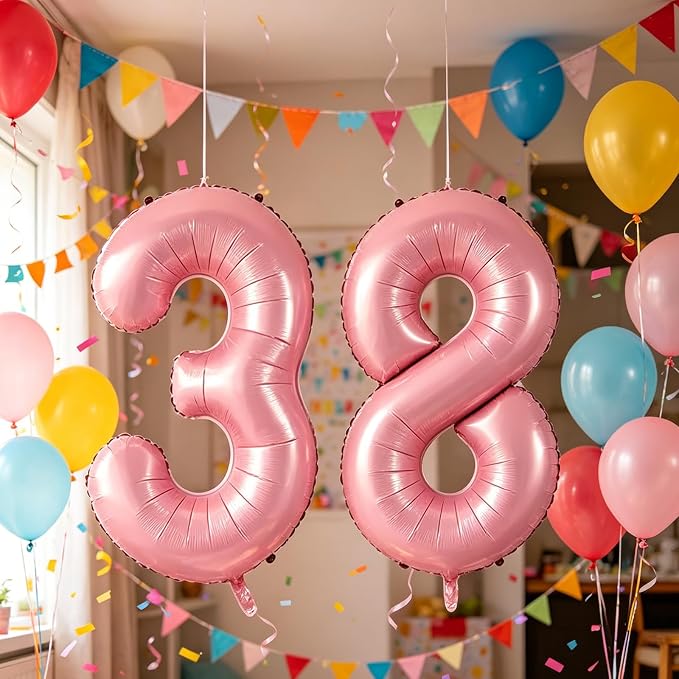 10 Pcs Number Balloons 32 Inch Pink 0-9 Number Mylar Foil Balloons Pink Custom - Image 4