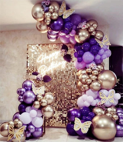 MEBAY Grey Violet Maca Purple Gold Balloons Garland Arch Kit - Image 3