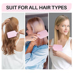 RHOS Paddle Brush for Women & Men - Detangler for Thick, Curly, Long, Wet & Dry Hair - Nylon Bristles Square Cushion Brush for Smoothing and Detangling (1 Pack - Pink)
