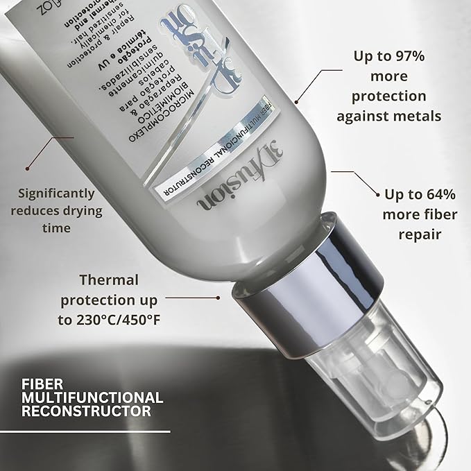 London Cosmetics Fiber Multi-Functional Reconstructor Leave-In Spray – Keratin + Amino Acid Repair Treatment for Damaged, Chemically Treated or Brittle Hair – Heat Protection up to 450°F (90ml)