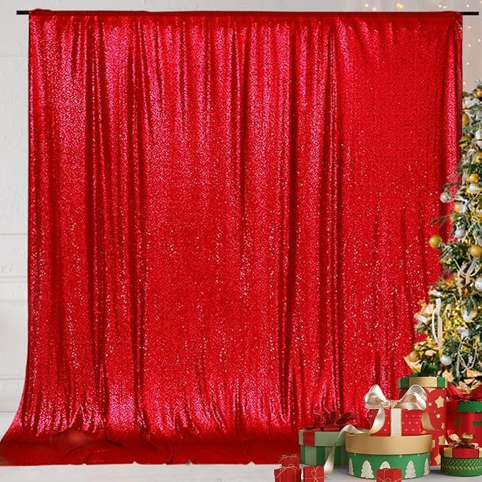 Eternal Beauty Red 3mm Sequin Backdrop 6x6 Ft - Image 3
