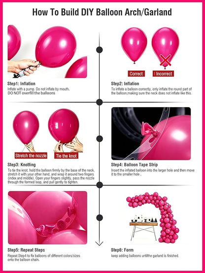 Hot Pink Balloons 12 Inch 60 PCS Magenta Fuchsia Dark Pink Latex Balloons - Image 4