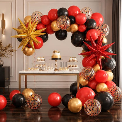 Red Black and Gold Balloons 12 Inch Casino Party Balloons Decorations | Red - Image 3