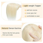 SEGO Hair Toppers for Women Real Human Hair With Bangs, 7 * 13CM Silk Base 100% Remy Human Hair Clip in Top Wiglet Hairpieces Add Volume -12 Inch 60 Platinum Blonde