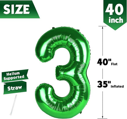 40 Inch Green Number 3 Balloon Birthday Party Decorations - Image 5