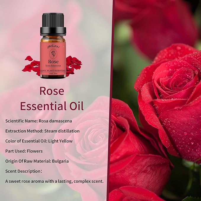 yethious 3 Pack Rose Sandalwood Vetiver Essential Oil Set Organic Pure Aromatherapy Oil for Diffuser Rose Oil Essential Oil