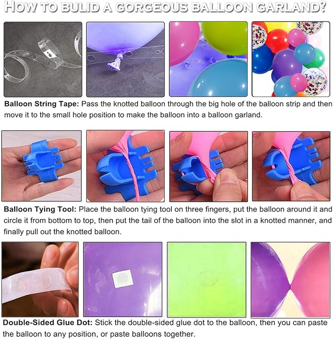 Colourful Rainbow Balloon Arch Kit, Colorful Balloon Garland, Party | Fiesta - Image 4